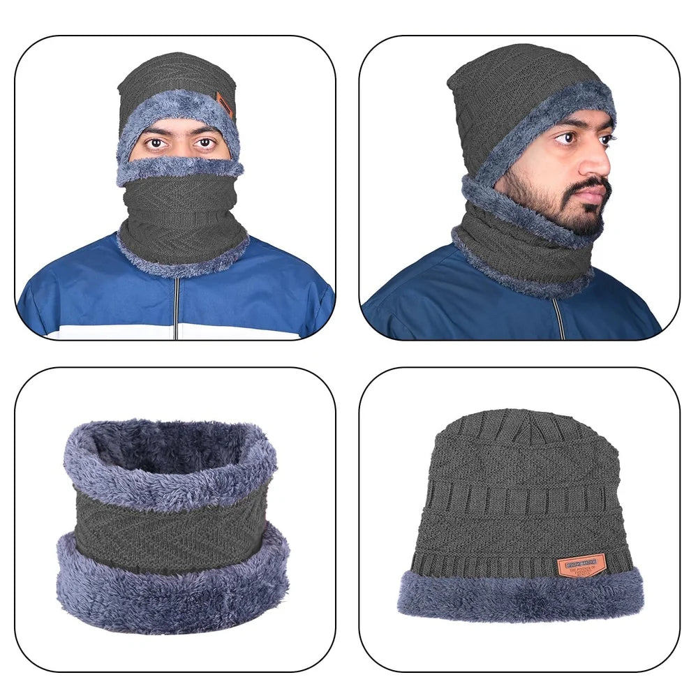 Brand Conquer Wool Beanie Cap & Muffler for Mens & Women
