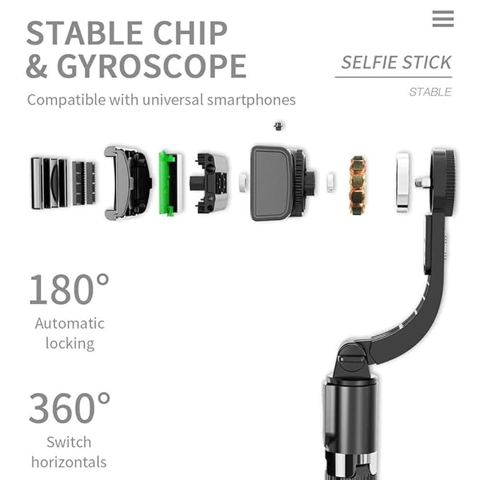 Q08 1-axis Gimbal Stabilizer 3-in-1 Extendable Selfie Stick Tripod
