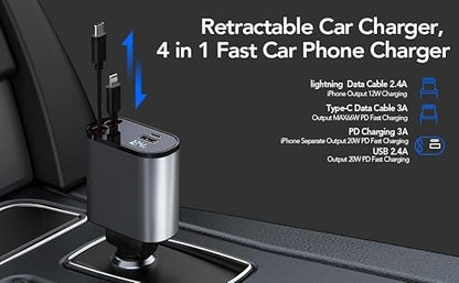 4 in 1 Super Fast Charge Car Phone Charger