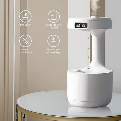 Anti-Gravity Water Drop Humidifier LED Display 800ML Droplets Ultrasonic Quiet Cool Mist Maker Fogger Desktop Humidifiers for Office Bedroom