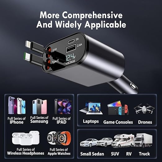 4 in 1 Super Fast Charge Car Phone Charger