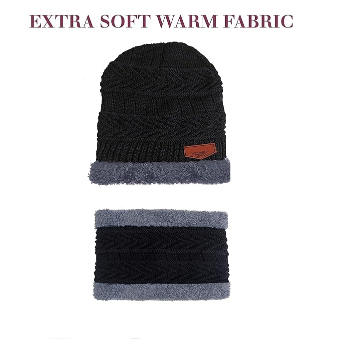 Brand Conquer Wool Beanie Cap & Muffler for Mens & Women