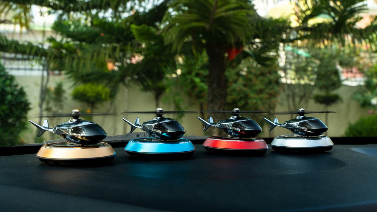 Interior Solar Car Perfumes & Fresheners For Dashboard|Solar Helicopter Car Air Freshener (Red), Pod, Pack Of 1