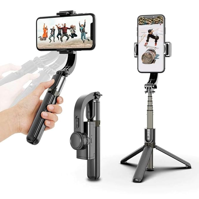 Q08 1-axis Gimbal Stabilizer 3-in-1 Extendable Selfie Stick Tripod