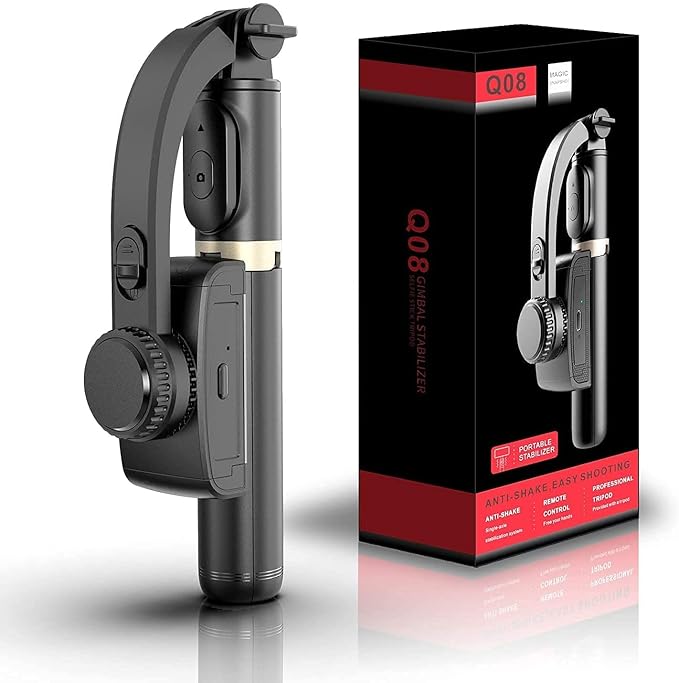 Q08 1-axis Gimbal Stabilizer 3-in-1 Extendable Selfie Stick Tripod