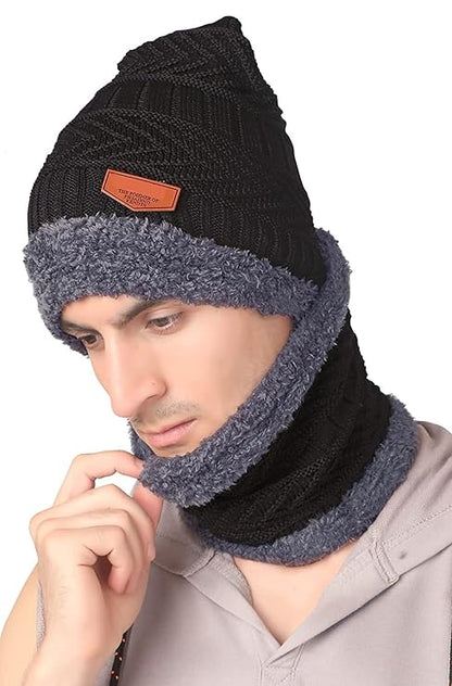Brand Conquer Wool Beanie Cap & Muffler for Mens & Women