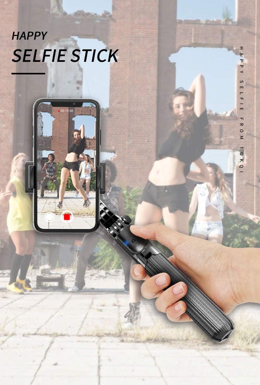 Q08 1-axis Gimbal Stabilizer 3-in-1 Extendable Selfie Stick Tripod