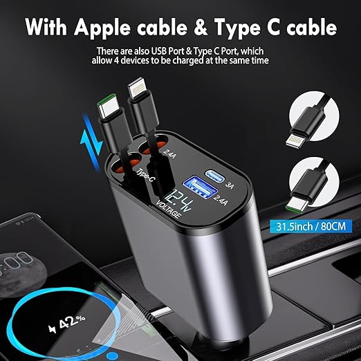 4 in 1 Super Fast Charge Car Phone Charger