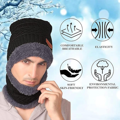 Brand Conquer Wool Beanie Cap & Muffler for Mens & Women