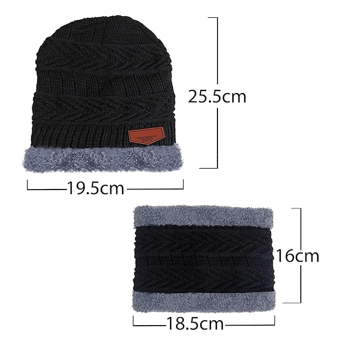 Brand Conquer Wool Beanie Cap & Muffler for Mens & Women