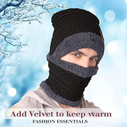 Brand Conquer Wool Beanie Cap & Muffler for Mens & Women