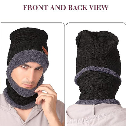 Brand Conquer Wool Beanie Cap & Muffler for Mens & Women